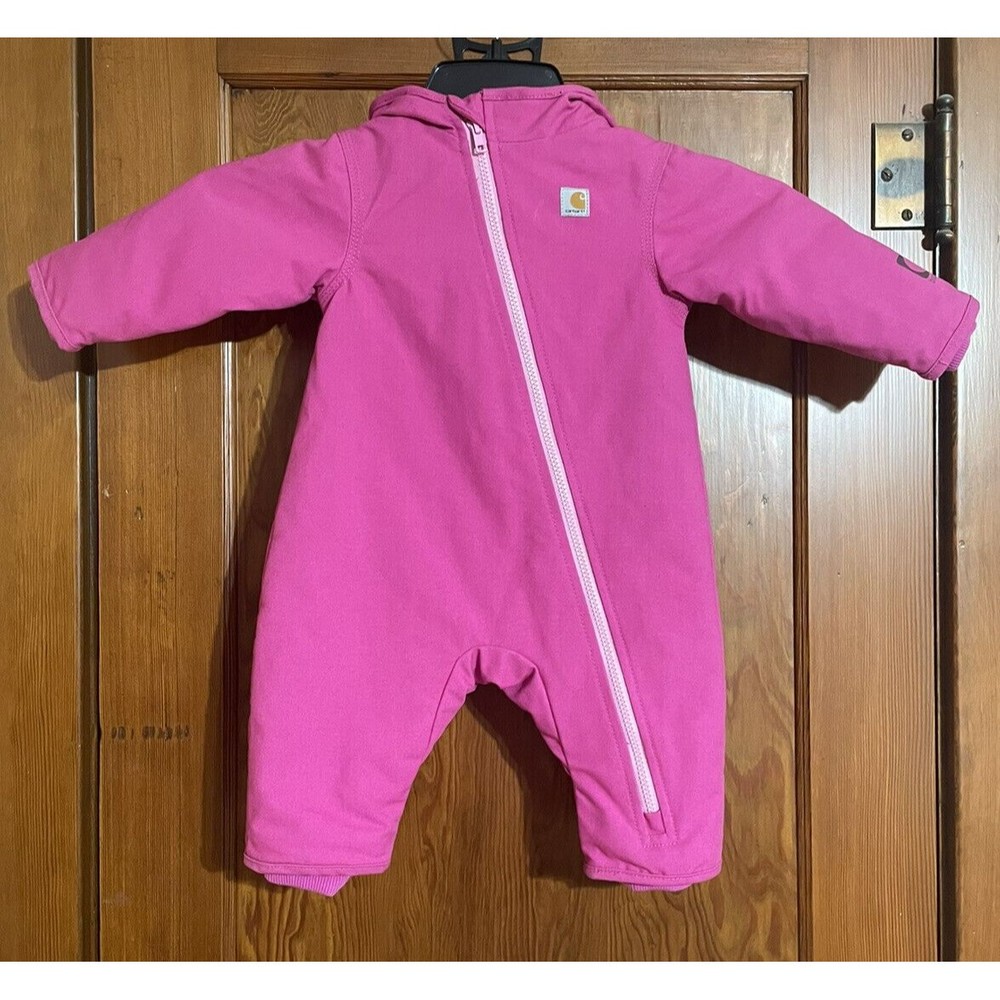 Carhartt Infant Sz 6 Hot Pink Bunting Snowsuit Insulated Quilt-Lined EXCELLENT